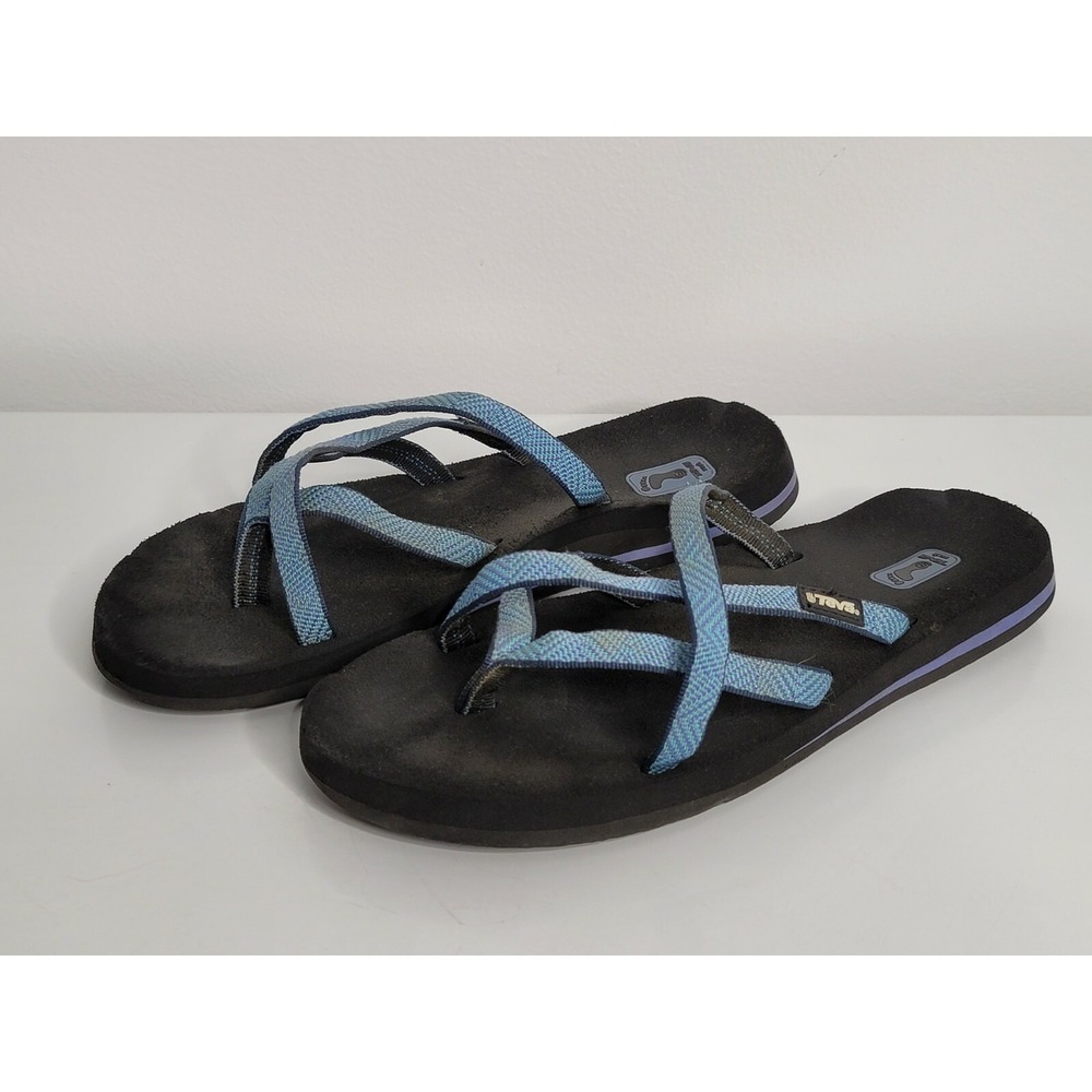 TEVA Womens Flip Flops Size 9‎ Mush Slip On Blue Sandals Vacation Thong 6840